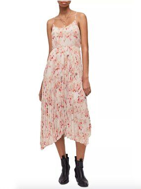 ALLSAINTS Zelma Momo Pleated Floral Print Slip Dress Size S